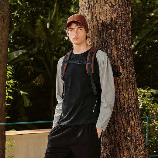 森马长袖T恤男冬季拼色运动打底t恤宽松2025新款时尚户外印花上衣 商品图2