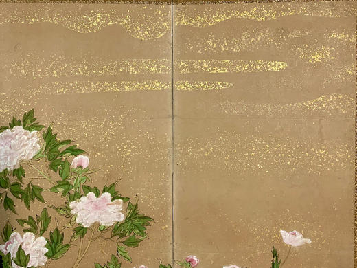 独角鹿西洋古董1603-1868年代日本江户时代出品「富贵牡丹」主题金地纸本设色四曲屏风 商品图3