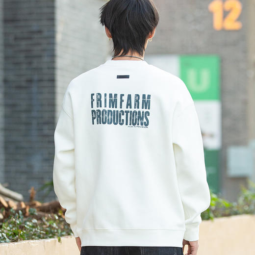 DRONKOO 2025 圆领左胸后幅双排撞色字母复合绒厚卫衣 商品图4