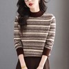 CC优雅时尚半高领条纹针织衫女秋冬新款修身显瘦撞色毛衣百搭打底衫 商品缩略图1