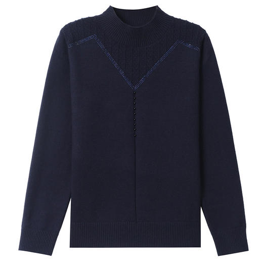 CC半高领针织衫女秋冬厚款内搭毛衣2025新款洋气钉珠妈妈装上衣打底 商品图4