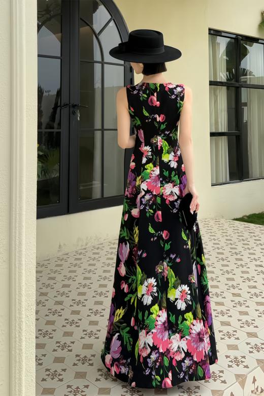 SZ3S83_紫薄汗色_连衣裙_春夏_圆领无袖收腰 A 字大摆长款_高级女装_BERNIEELEN 伯妮斯茵 商品图1