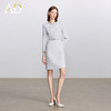 AD高级千金长袖连衣裙女2025新款秋冬灰色系带显瘦a字短裙毛呢裙 商品缩略图2