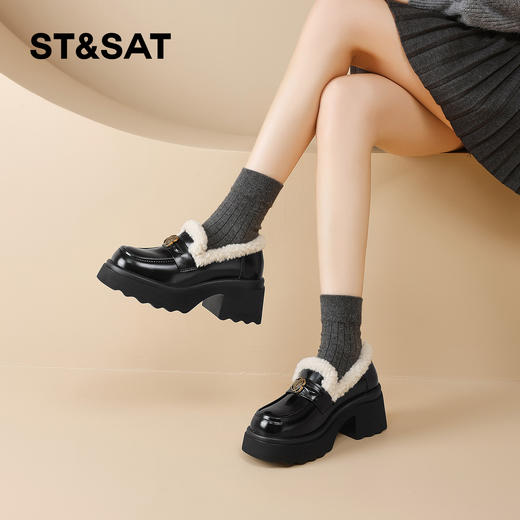 星期六复古山茶花加绒保暖厚底乐福SSD411DT6D 商品图2