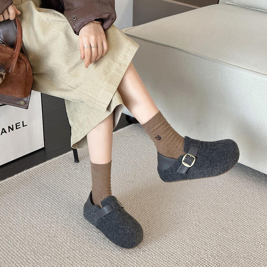 【YW】无忧购毛毛勃肯鞋女厚底加绒鞋秋冬新款外穿懒人鞋6673（截单后3-5天发货） 商品图7