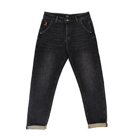 半身缘男裤 冬季后袋绣花柔软保暖合体版牛仔裤254101U10130096