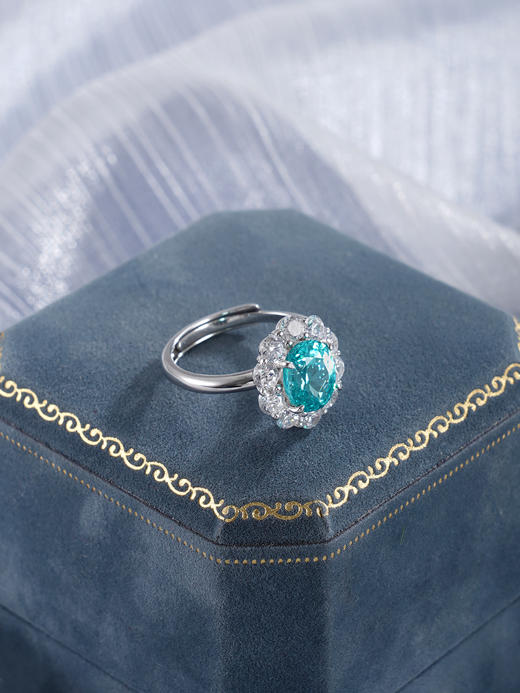 子佩集【湛蓝之恋】S925银戒指【RM0499-XF】培育宝石帕拉伊巴蓝碧玺大号2510 商品图5