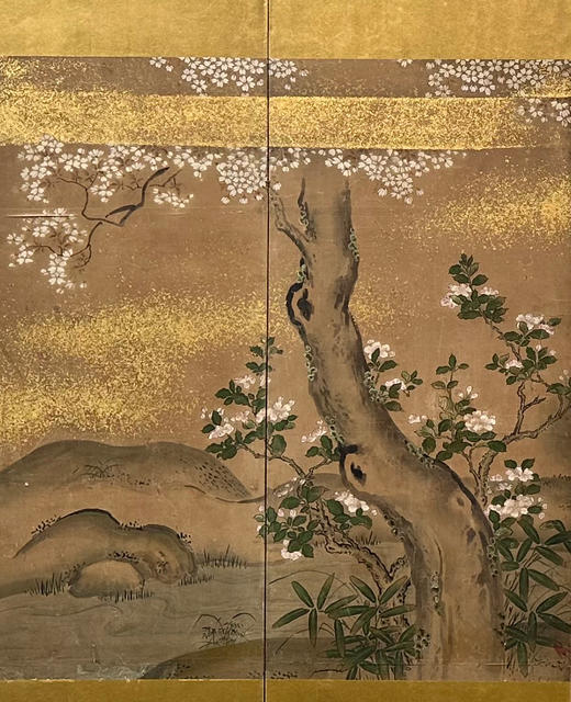 独角鹿西洋古董19世纪日本江户时代出品「东方花鸟山水」主题金地纸本设色六曲屏风 商品图5