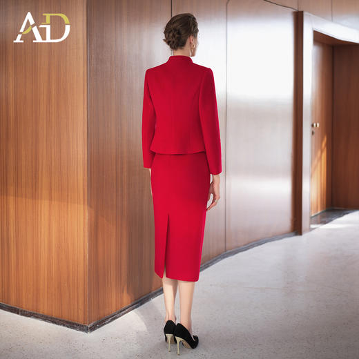 AD时尚套装裙女羊毛秋冬2025年新款优雅修身新中式婚宴装两件套裙 商品图4