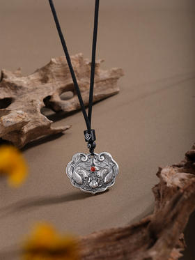 子佩集【鱼莲遇乐】S999银套链【BX0280973】仿古锁项链带绳原创作品2510