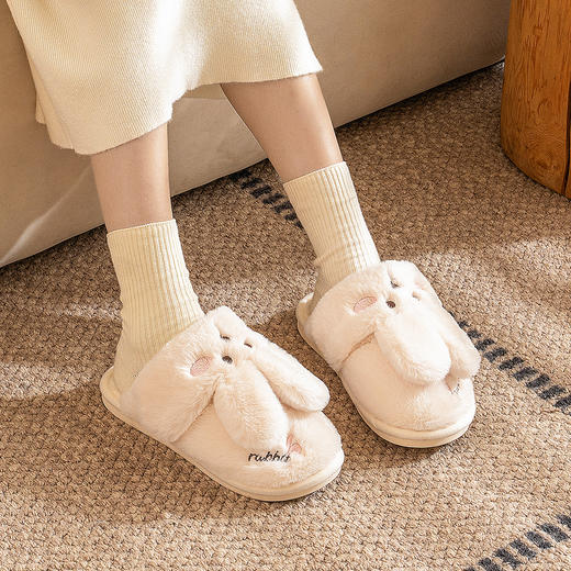 🔥谁能拒绝这只超可爱兔子暴击！😍【成人款女款-2757-始源 （亲子款）超柔兔子家居棉拖】萌化你的冬天！💯多款治愈色系可选!承包你整个冬天的可爱与温暖 商品图3