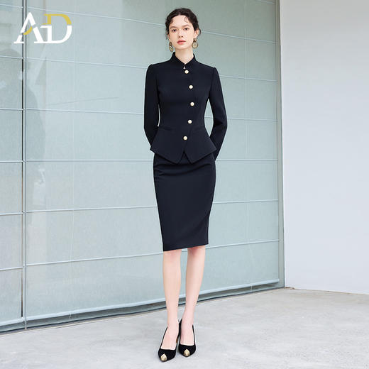 AD新中式职场女装套装轻奢高级感女人味秋冬职业装两件套商务正装 商品图3