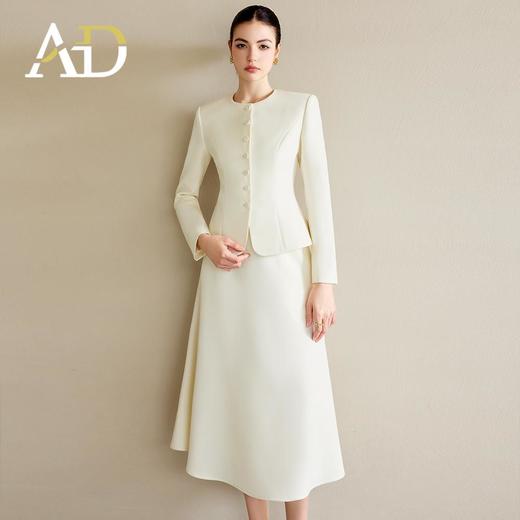 AD职业装气质女神范套装女高端细闪银丝圆领西装正装伞裙两件套 商品图1