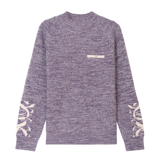 CC2025秋冬新款混色半高领毛衣女针织拼接口袋长袖显瘦内搭短款上衣 商品图4