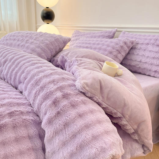 秋冬【🔥升级加厚款！A类母婴级！】A类兔兔绒牛奶绒四件套 兔毛绒冬季加厚保暖獭兔绒珊瑚绒法兰绒四件套 商品图10