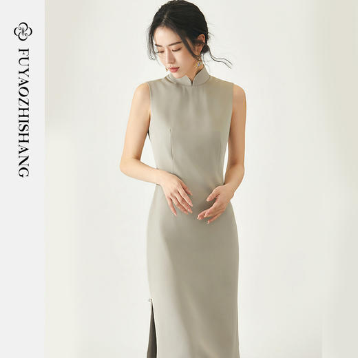 FUYAO扶摇 新中式旗袍清冷感气质拍卖师连衣裙时尚别致独特裙子 商品图0