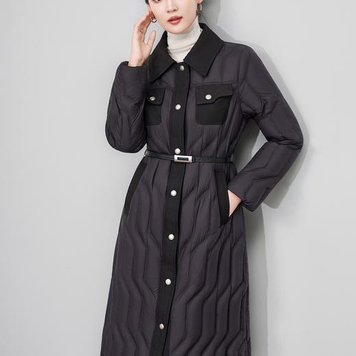 「高货wl」全新升级【铂金会员735/天猫999/差价264】(03349)洛诗琳轻奢90白鹅绒羽绒服2025冬季显瘦过膝长款保暖外套 商品图0