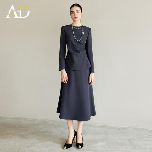 AD灰色西服套装气质女神范高端名媛西装两件套上流社会职业装伞裙 商品图3