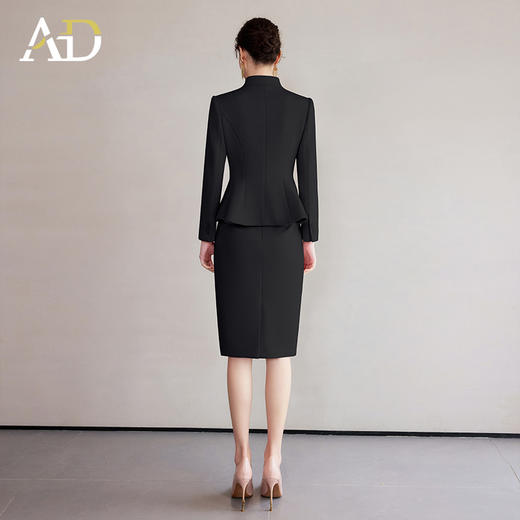 AD正式场合西装套装女气质小香风波浪边羊毛外套商务通勤职场女装 商品图4