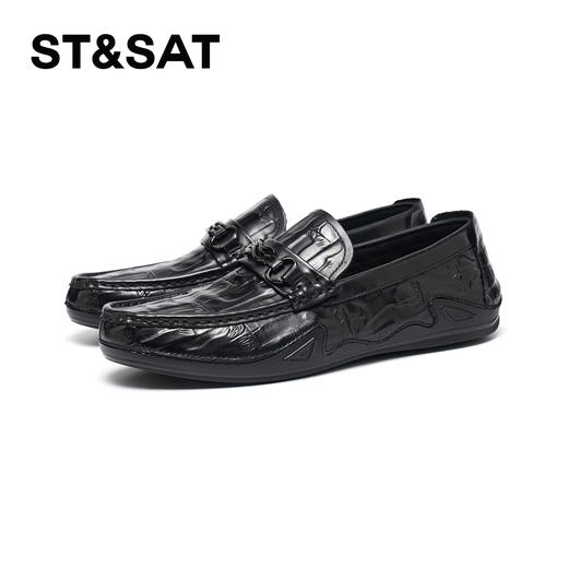 星期六男士奢华压纹金属扣商务皮鞋SSD3121023 商品图5