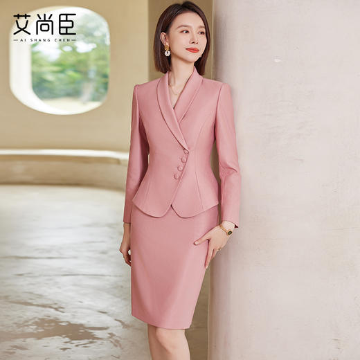 艾尚臣高级感西装套装裙女时尚气质修身显瘦播音艺考主持人工作装 商品图0