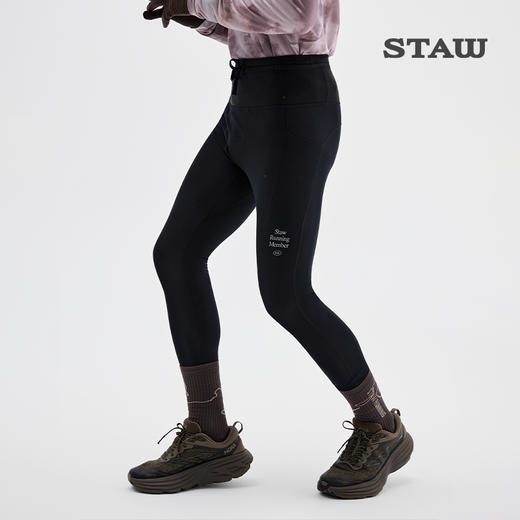 STAW世拓-5度狠稳腰包抓绒紧身长裤厚绒保暖跑步运动瑜伽加绒裤子 商品图4
