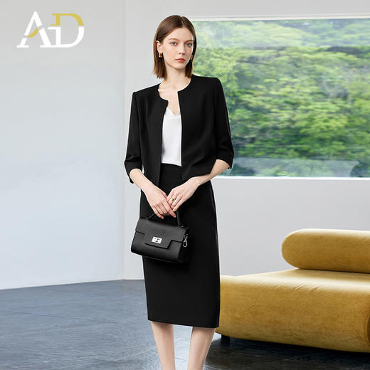 AD高端薄款黑色西装套装女2025新款秋季小个子高级感气质职业西服 商品图3