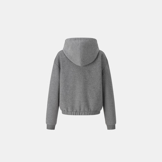 HERLIAN 2025秋冬新品女士绵羊毛呢子格纹拼色抽绳连帽外套 商品图1