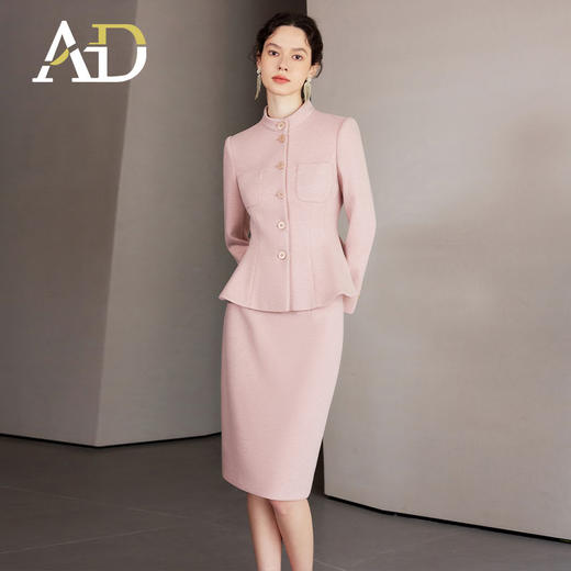 AD独特绝美套装春装名媛范两件套2024新款加厚毛呢小香风职业正装 商品图1