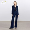 AD藏青色西装套装女高级感气质英伦风阔腿裤总裁正装加厚醋酸西服 商品缩略图2