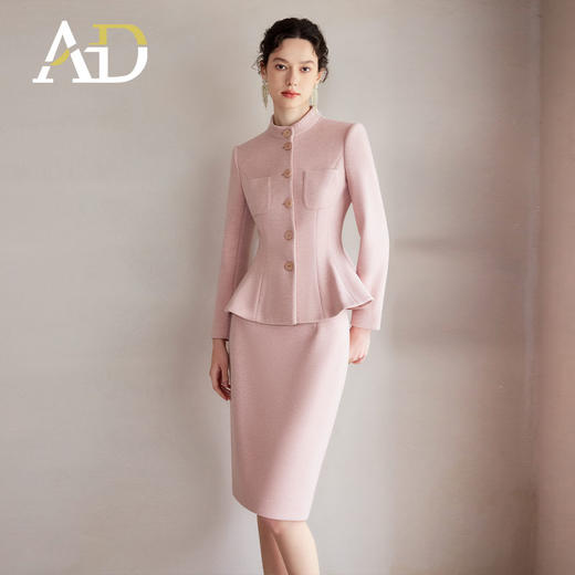 AD独特绝美套装春装名媛范两件套2024新款加厚毛呢小香风职业正装 商品图0