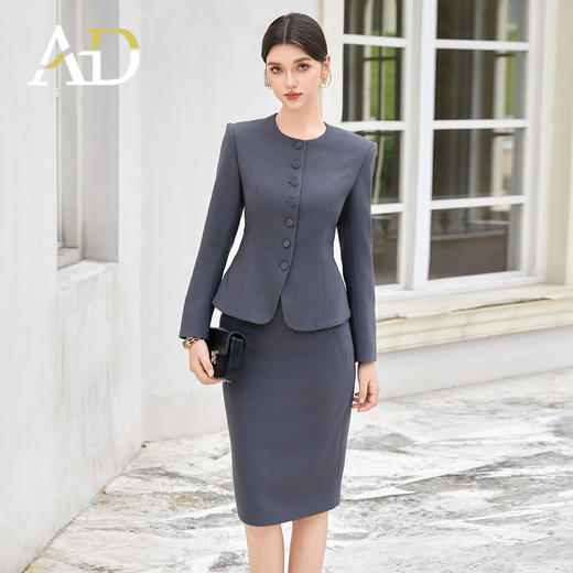 AD轻熟风名媛高端职业西服套装女长袖工作服两件套通勤西装半身裙 商品图0