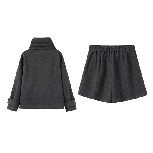 奢姿大码女装2025冬季胖妹妹时尚围巾领设计套装气质减龄两件套9954994350AB 商品图1