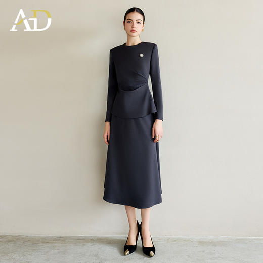 AD灰色西服套装气质女神范高端名媛西装两件套上流社会职业装伞裙 商品图1