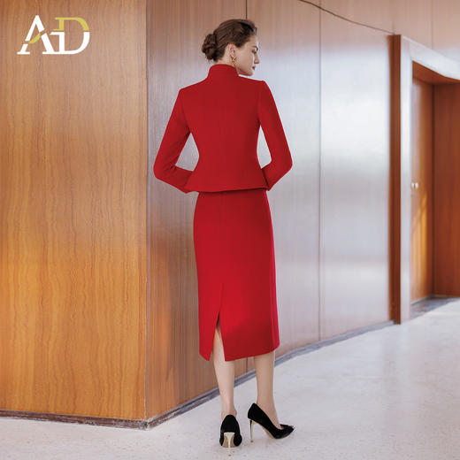 AD2025年秋冬新中式红色套装羊毛呢子外套敬酒服回门服两件套女 商品图4