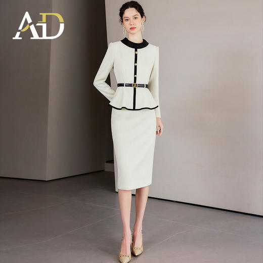 AD肌理感小香风套装2025新款轻奢高级感灯芯绒西装职业气质两件套 商品图3