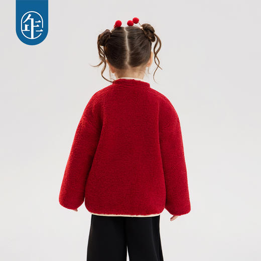 年衣童装加绒外套冬季新款男女童中式国风唐装喜乐戏马加绒外套 商品图4