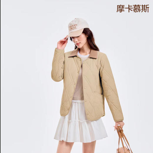 可拆翻领绗缝羊毛长袖外套保暖棉衣，秋冬棉服可拆卸毛领一衣两穿 商品图5