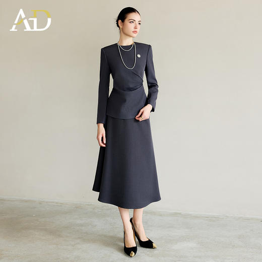 AD灰色西服套装气质女神范高端名媛西装两件套上流社会职业装伞裙 商品图0