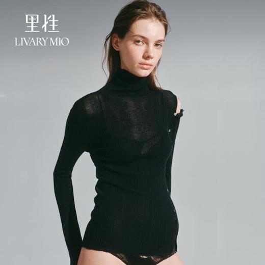 里性 LIVARY MIO 只言 高领微透针织衫女秋装早秋上衣针织开衫外搭 商品图1