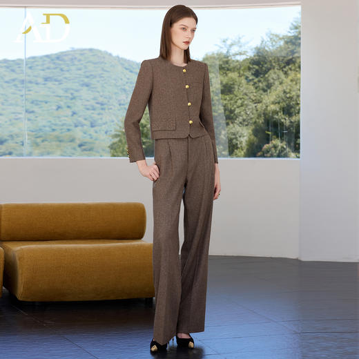 AD保暖加厚羊毛尼西装直筒裤两件套显瘦显高职场通勤职业正装女 商品图2