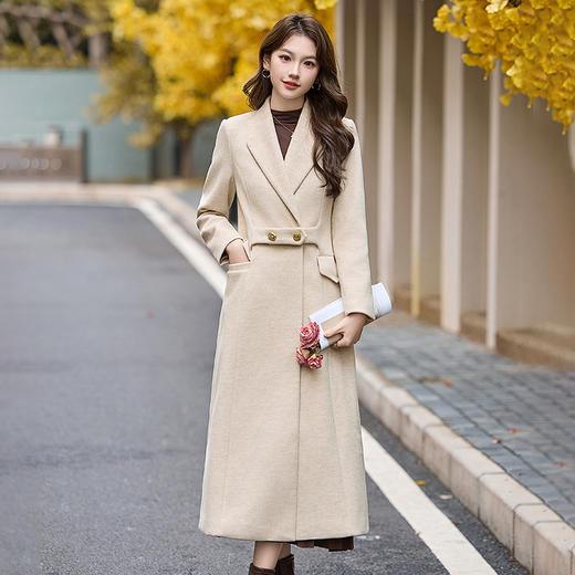 SNX3055通勤风呢子外套女2025冬季新款女装时尚大翻领修身显瘦毛呢大衣 商品图3