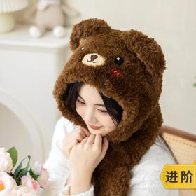 苏苏姐家暖暖连帽围巾手工diy编织钩针绒绒蜜糖毛线团材料包