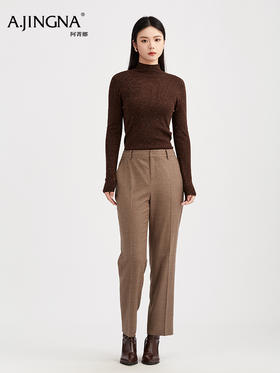 【商场同款】阿菁娜冬季新款夹金丝羊毛打底衫一体成型半高领修身显瘦A30D301015