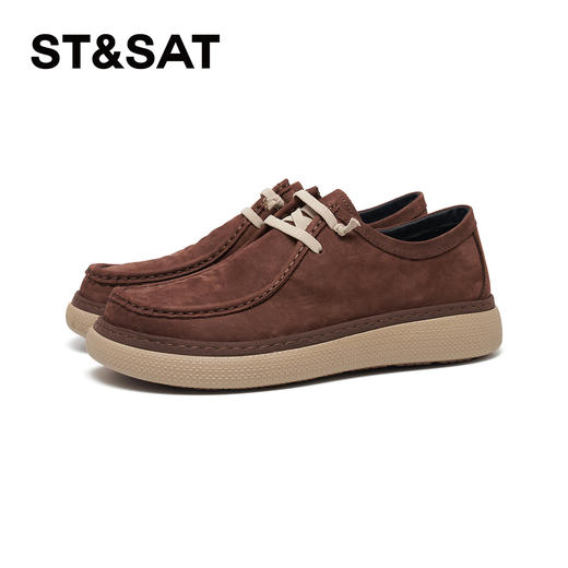 星期六男士复古棕褐厚底系带皮鞋SSD3122020 商品图6