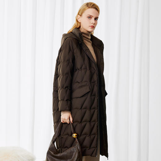 EITIE爱特爱宽松廓形格子保暖连帽羽绒服冬季新款8011707 商品图2