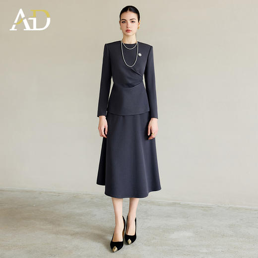 AD灰色西服套装气质女神范高端名媛西装两件套上流社会职业装伞裙 商品图2