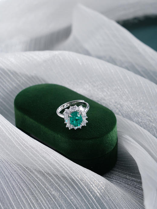 子佩集【翠华】S925银戒指【RM0473-XF】培育宝石祖母绿大号2510 商品图3