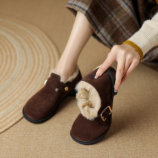 【预售5天】秋冬季新款简约加绒保暖勃肯鞋超轻超软皮带扣平底毛毛靴NJMK&K813M-1 商品图1