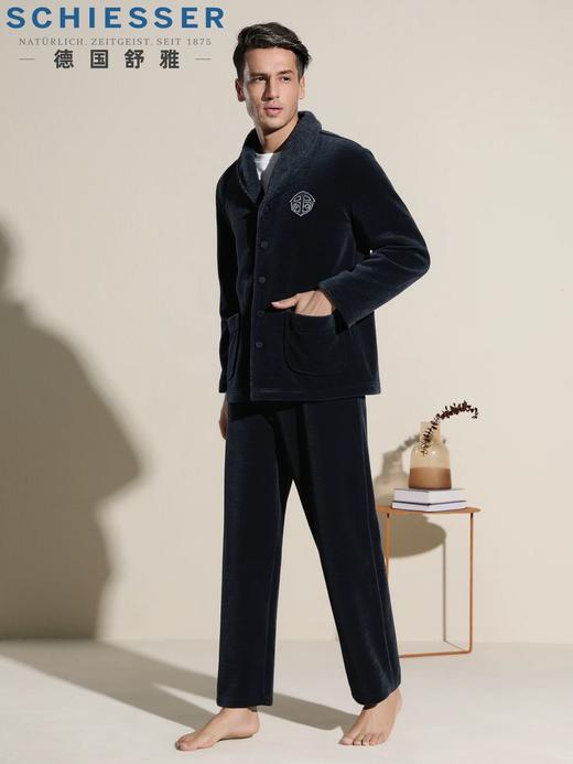 【爆款已到货雪尼尔一体绒 秋冬必备】SCHIESSER德国男士青果领开衫长袖长裤套装秋冬必备绒类套装， 雪尼尔面料一体绒面料,雪尼尔一体绒 372克  39/25622H 商品图1